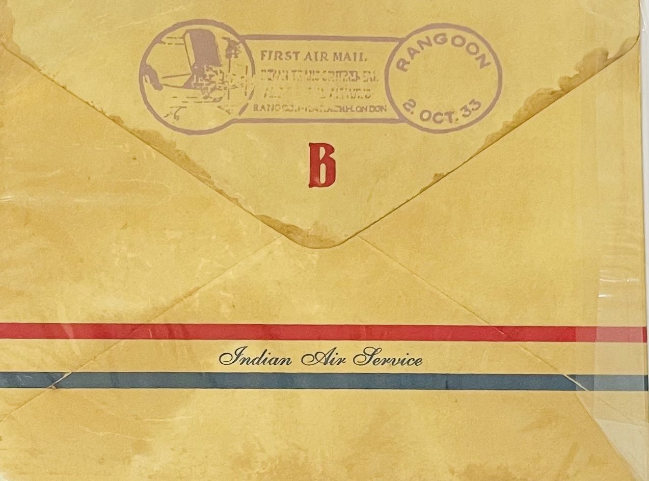 First Air Mail Rangoon-Karachi-London