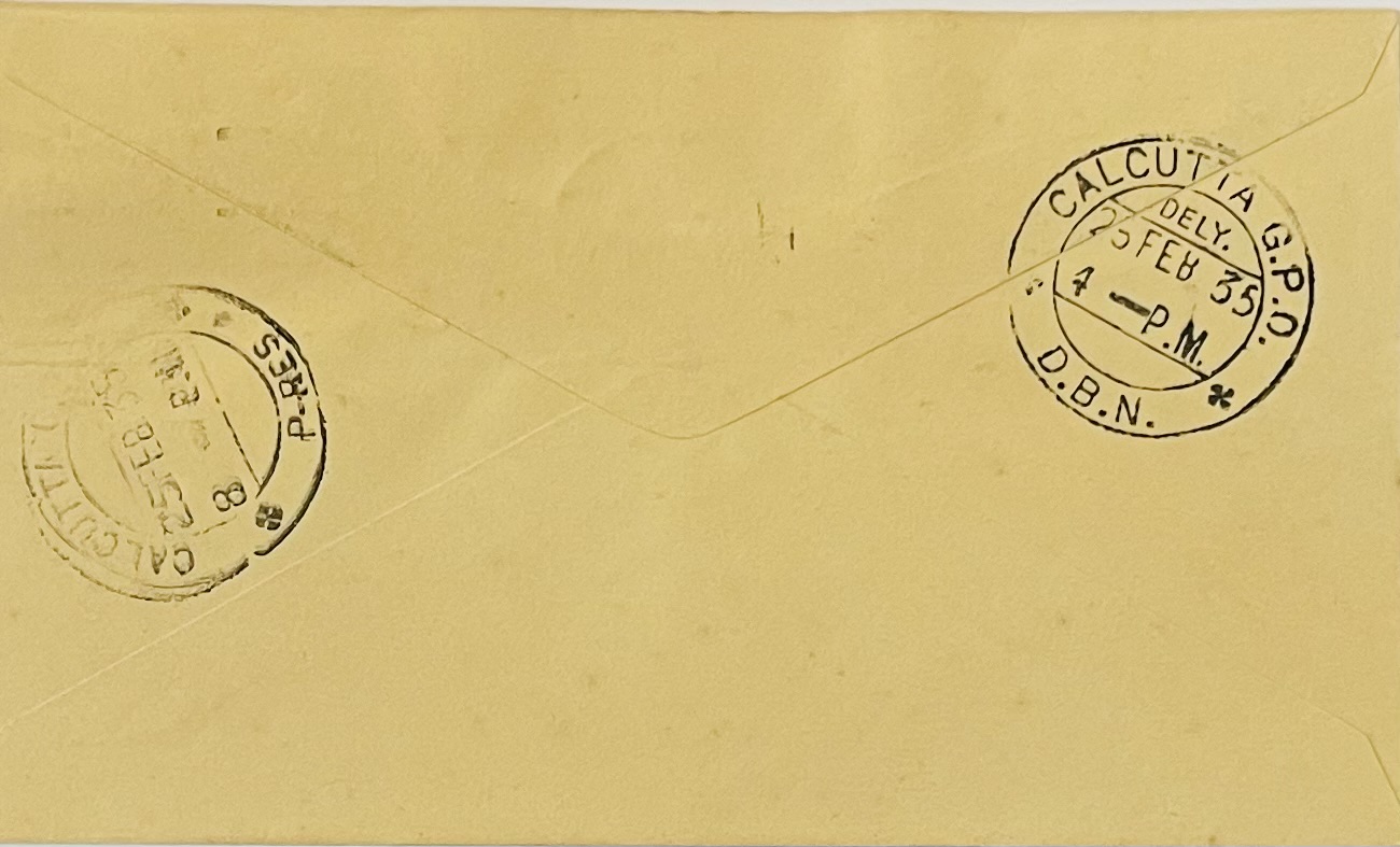 First Direct Air Mail  Bombay to Calcutta