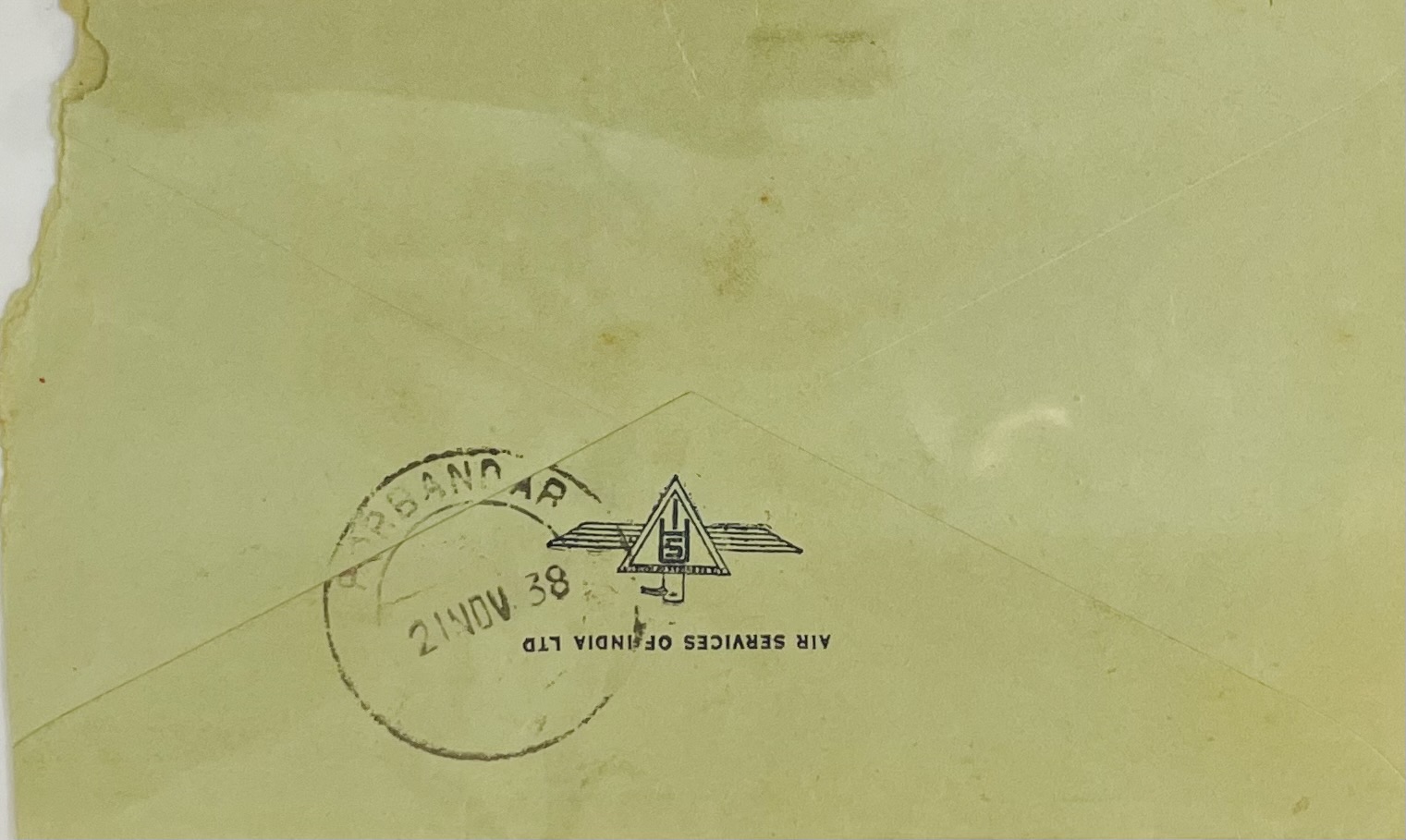 First Air Mail Bombay to kathaiwa