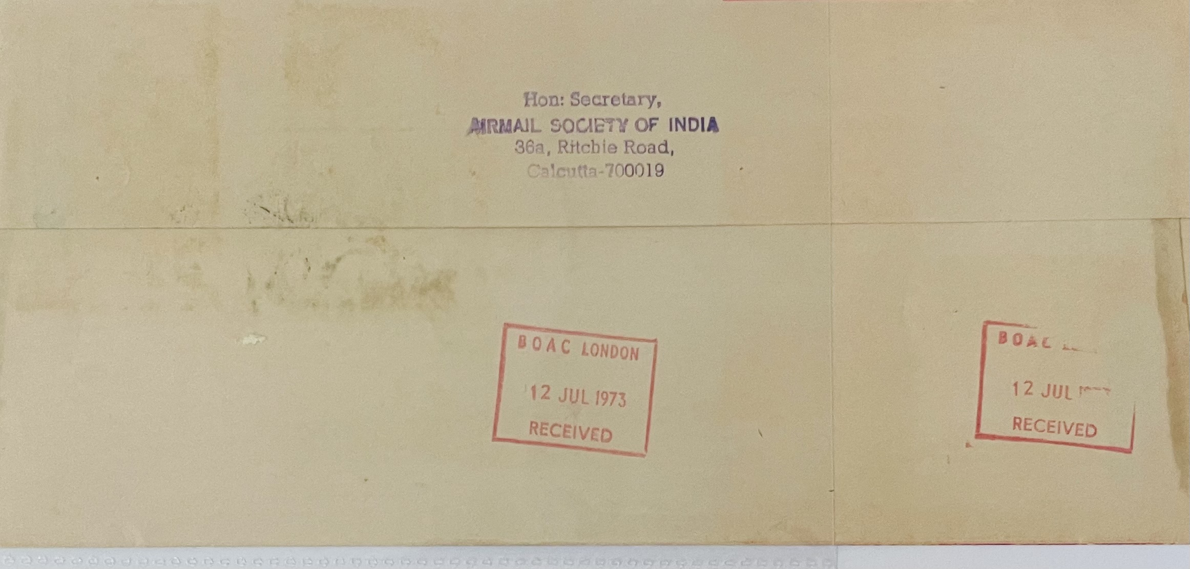 Air Mail Calcutta-London