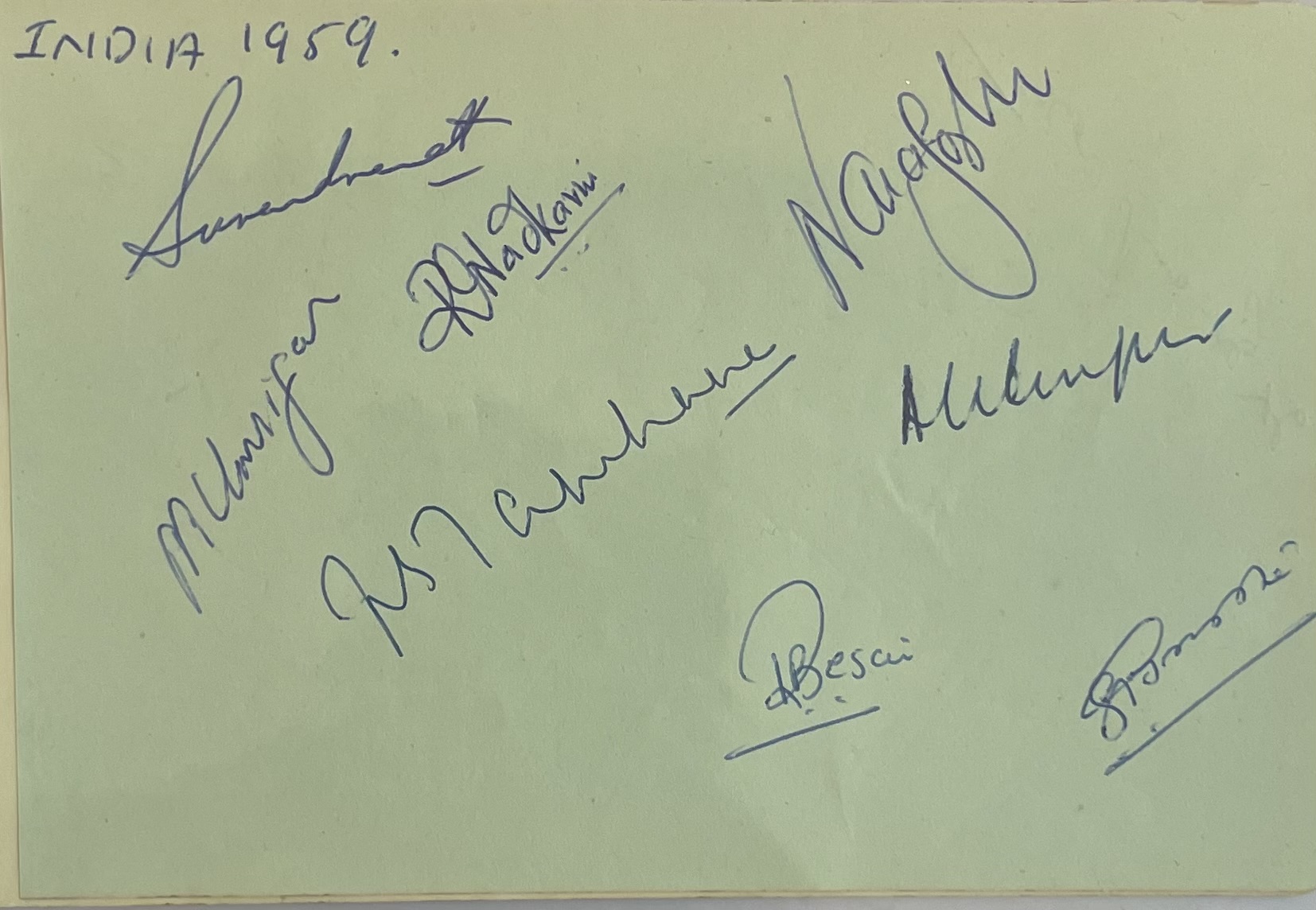 Autograph of Indian Cricket Team 1959