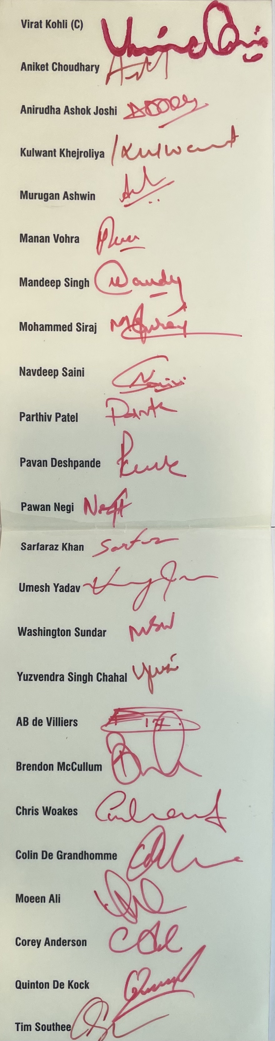 Royal Challenger Bangalore Team